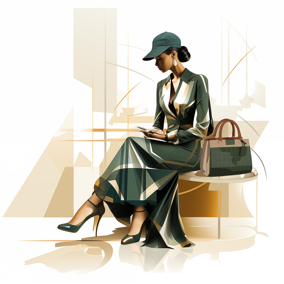 Mini Tote Multi Suede Green